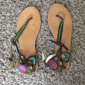 Boho embroidered sandals